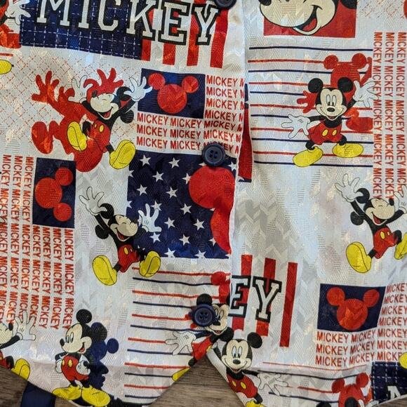 Mickey Mouse Satin Vest Vintage Red White Blue Patriotic Disney OSFM - Picture 4 of 8